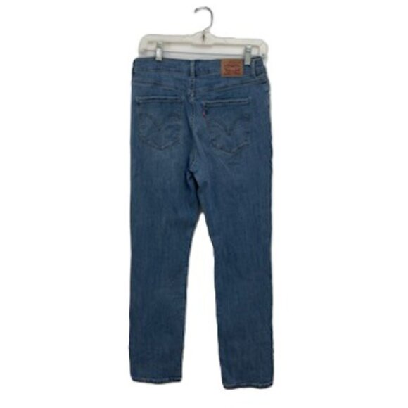 Levis Blue Denim Jeans Classic Straight Women's Sz 8 Distressed - Picture 2 of 7